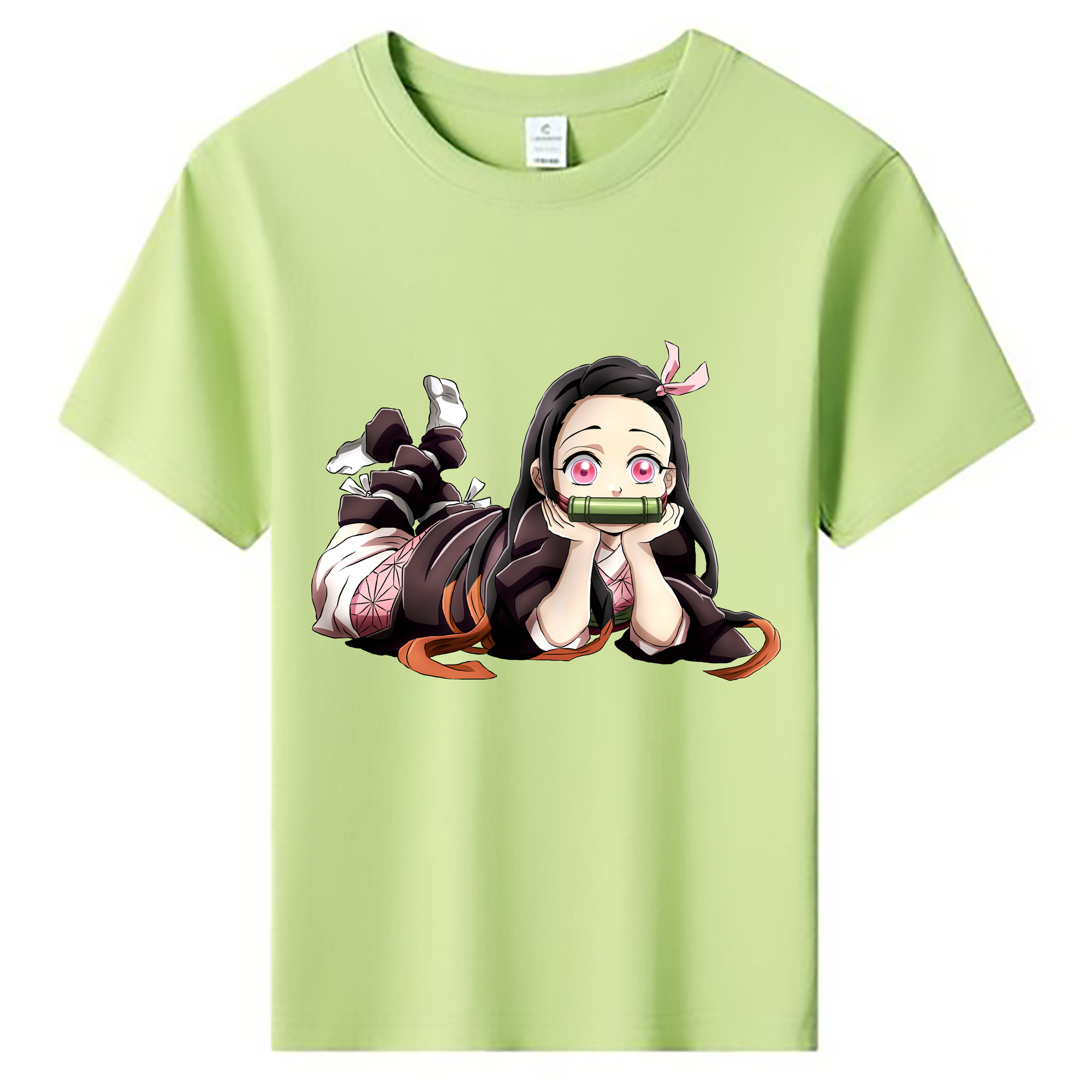 （画像用） 鬼滅の刃（きめつのやいば）竈門 禰󠄀豆子／かまど ねずこ Kamado Nezuko 綿100％キッズTシャツ（フロントプリント）
